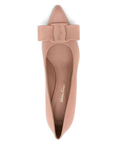 Ferragamo Viva 55mm Leather Vara Bow Pumps In Nude