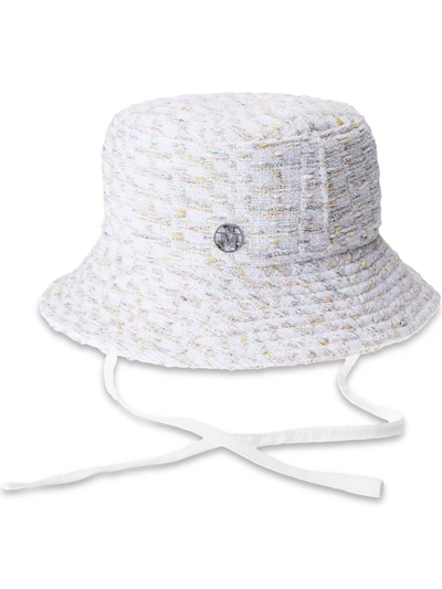 Shop Maison Michel Angele Woven Bucket Hat In Weiss