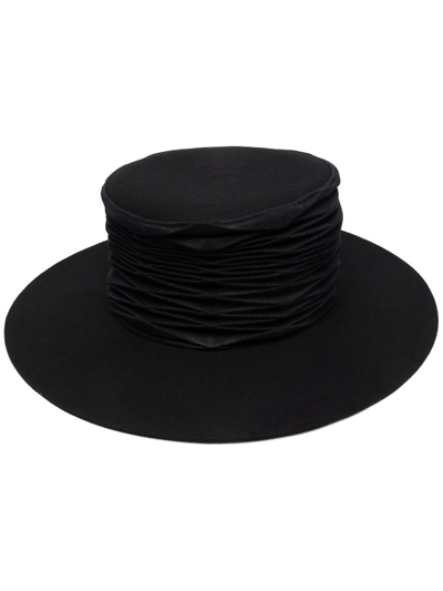 Shop Issey Miyake Pleated Wool Fedora In Schwarz