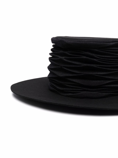 Shop Issey Miyake Pleated Wool Fedora In Schwarz