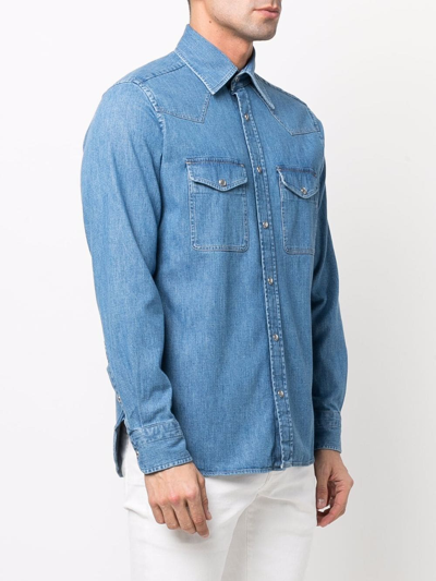 Shop Tom Ford Long-sleeve Shirt In Blau