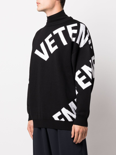 Shop Vetements Logo-intarsia Jumper In Schwarz