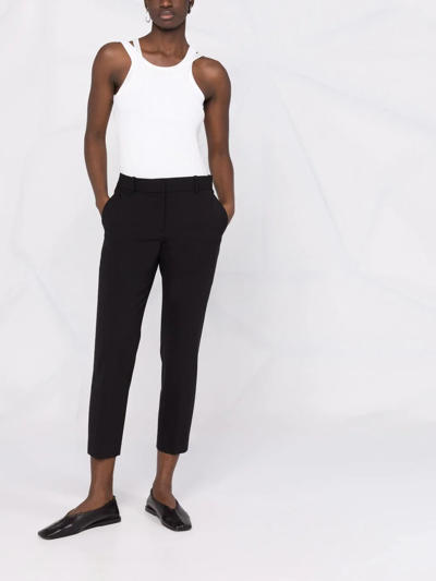 Theory Mid-rise Cropped Trousers In Schwarz