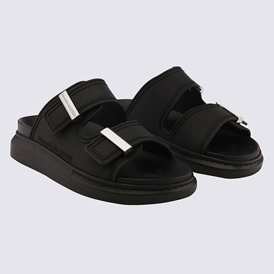 Shop Alexander Mcqueen Black Rubber Hybrid Sandals
