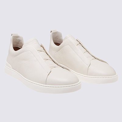 Shop Ermenegildo Zegna Sneakers Bianche In Pelle In White
