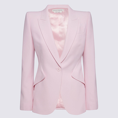 Shop Alexander Mcqueen Pink Single-breasted Blazer In Ice Pink