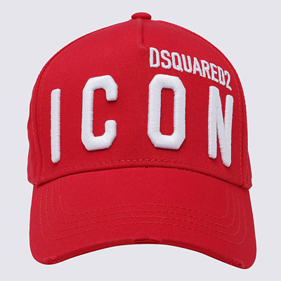 Shop Dsquared2 Red Cotton Baseball Cap