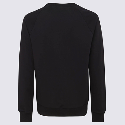 Shop Balmain Black Cotton Sweatshirt In Noir/blanc
