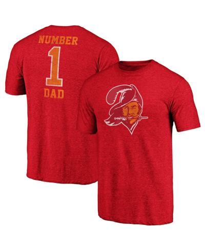Shop Fanatics Men's  Heather Red Tampa Bay Buccaneers Historic Logo Greatest Dad Tri-blend T-shirt