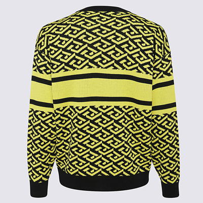 Shop Versace Black And Yellow Wool Jumper