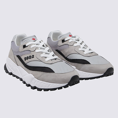Shop Dsquared2 Grey Canvas And Suede Sneakers
