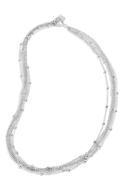 Savvy Cie Jewels Rhodium Plated Multi-strand Toggle Necklace In White