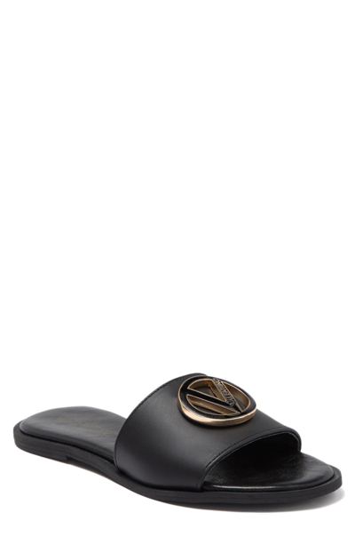 Shop Valentino By Mario Valentino Bugola Leather Slide Sandal In Black