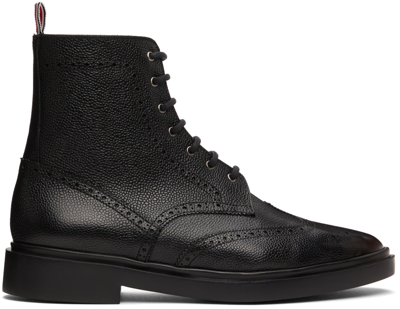 Thom Browne Black Classic Wingtip Boot In Black - 001