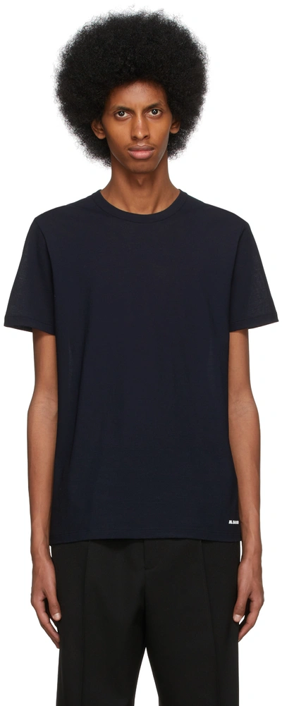 Shop Jil Sander Navy Cotton T-shirt In 402 - Dark Blue
