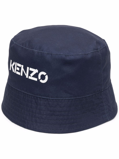 Shop Kenzo Reversible Bucket Hat In Blue