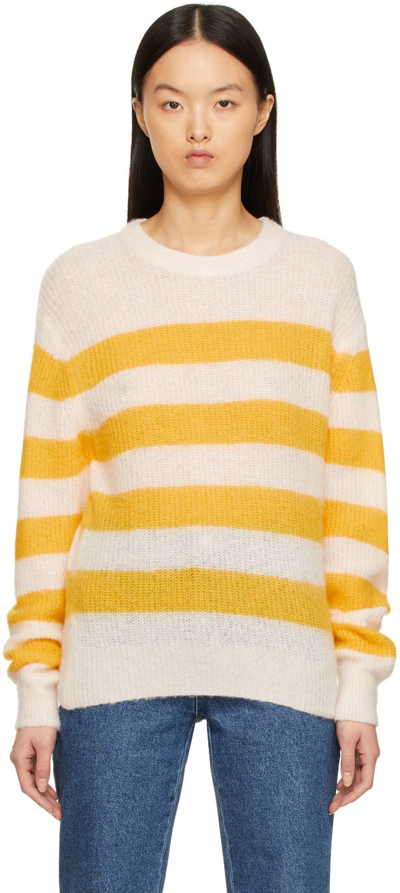 Shop Apc Yellow & Off-white Lia Sweater In Aad Ecru