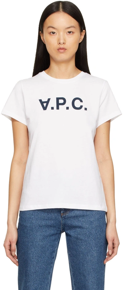 Shop Apc White Vpc T-shirt In Iak Dk Navy