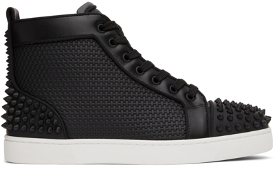 Shop Christian Louboutin Black Lou Spikes 2 High-top Sneakers In B026 Black/black Mat