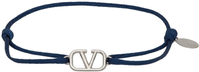 Shop Valentino Navy Vlogo Signature Bracelet In Ocean
