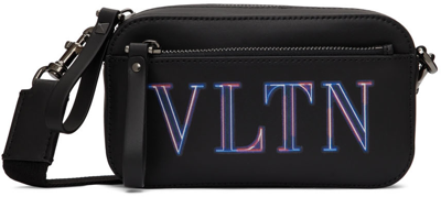 Shop Valentino Black Vltn Neon Crossbody Bag In Nero/multicolor
