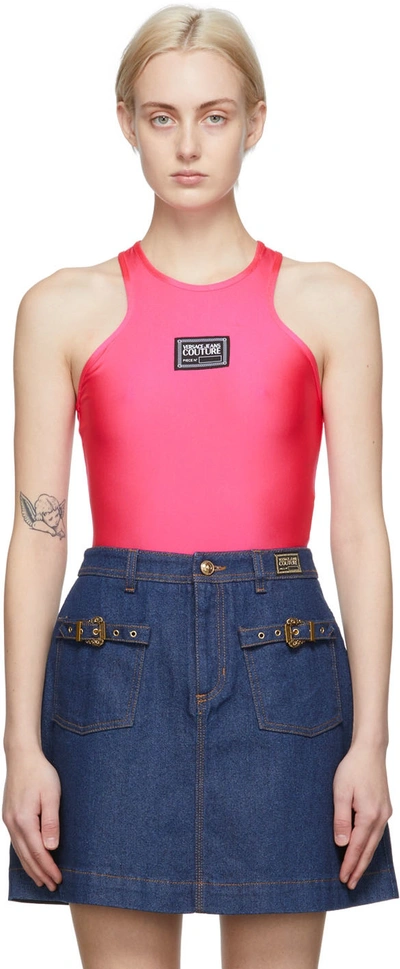 Versace Jeans Couture Top Shiny Lycra Sumatra In E453 Pink