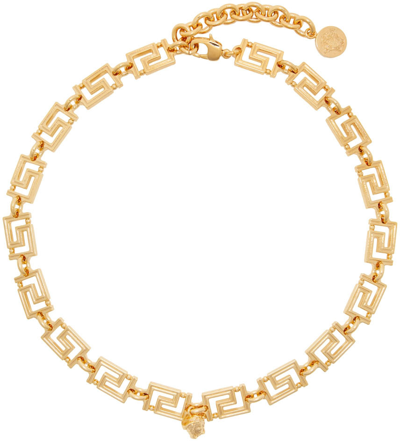Shop Versace Gold Grecamania Necklace In D00h Gold