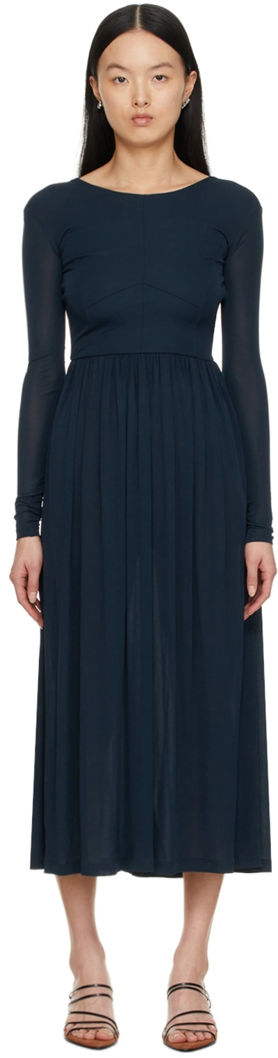 Aeron Long-sleeve Pleated Dress In 440 Dark Turquoise