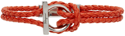 Shop Ferragamo Red Braided Gancini Bracelet In Candy Apple Red/ Pld
