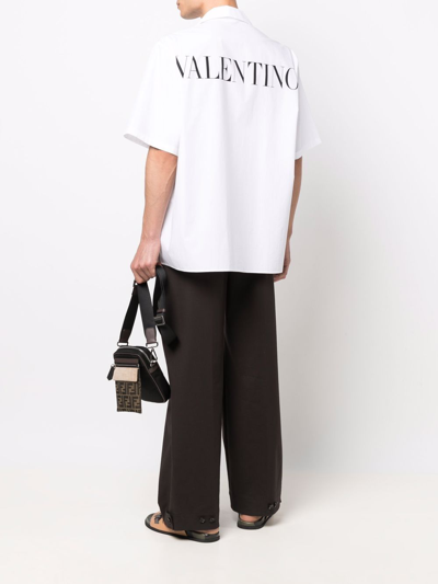 Shop Valentino Printed Cotton Shirt In White