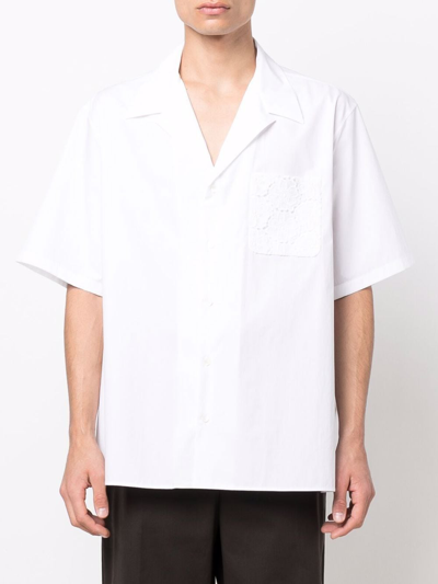 Shop Valentino Printed Cotton Shirt In White