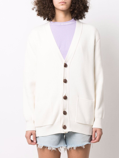 Shop Golden Goose Cotton Logo Cardigan In White