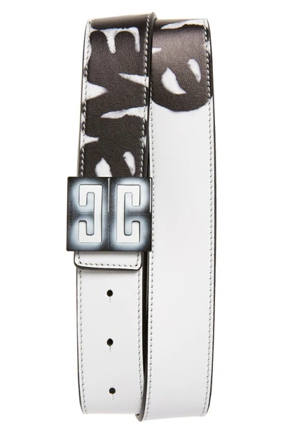 Shop Givenchy X Chito Graffiti Tag 4g Buckle Leather Reversible Belt In 004-black/ White