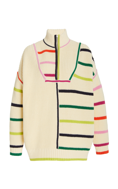 Shop Staud Women's Hampton Oversized Cotton Half-zip Sweater In Multi