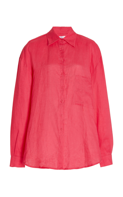 Shop Aexae Women's Linen Woven Shirt In Pink