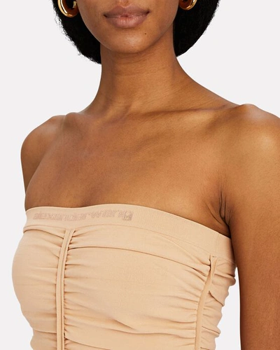 Shop Alexander Wang Strapless Ruched Midi Dress In Beige