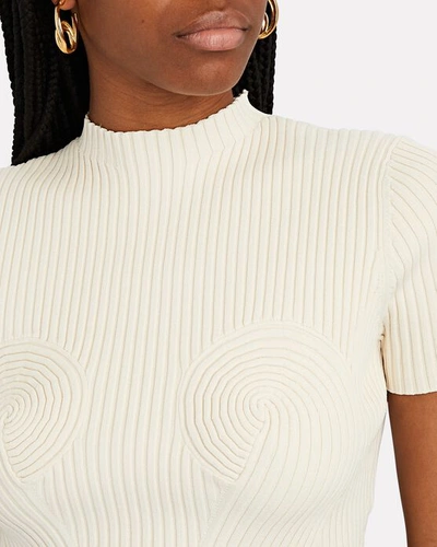Shop Dion Lee Spiral Rib Knit Top In Ivory
