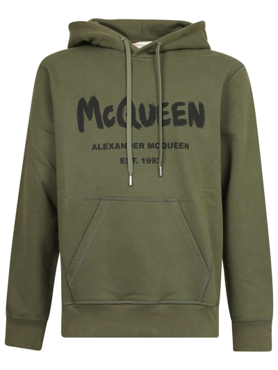 Shop Alexander Mcqueen Cotton Hoodie In Green