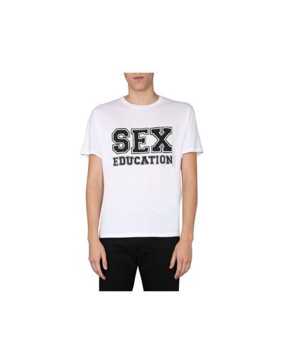 Shop Neil Barrett Sex Education T-shirt In White