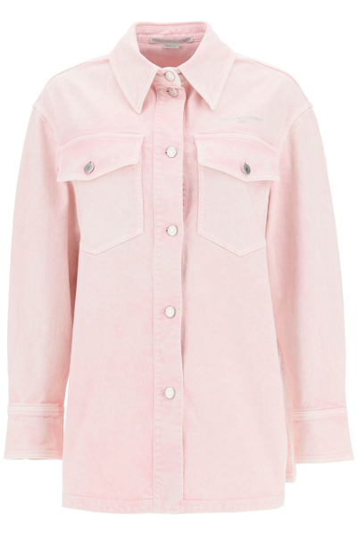 Shop Stella Mccartney Denim Overshirt In Peach (pink)