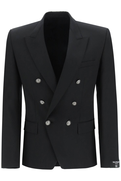 Shop Balmain Wool Twill Blazer In Black (black)