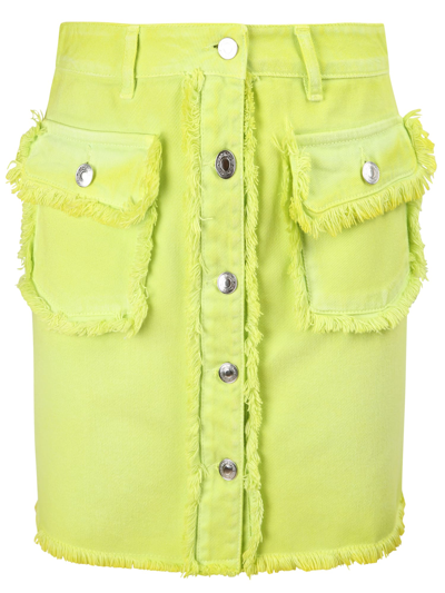 Shop Msgm Denim Skirt In Yellow