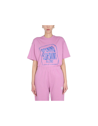 Shop Opening Ceremony T-shirt With Logo Print In Pink