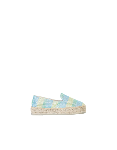 Shop Manebi Miami Glitter Striped Espadrillas In Green