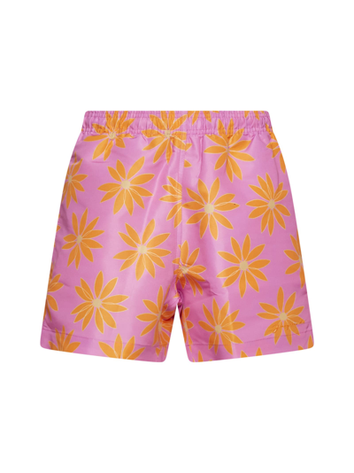 Shop Jacquemus Swimwear In Print Orange Pink Flowers