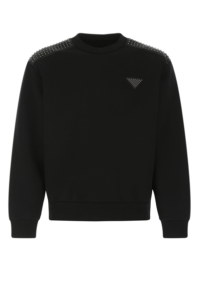 Shop Prada Black Cotton Blend Sweatshirt  Black  Uomo Xl