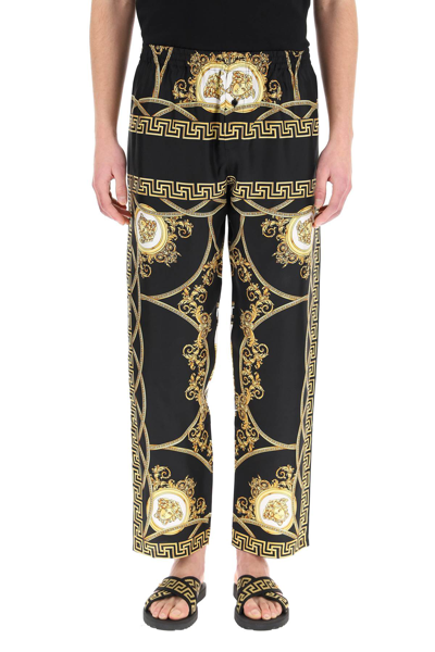 Versace Pantaloni Pijama Stampa La Coupe Des Dieux In Black,gold,white |  ModeSens