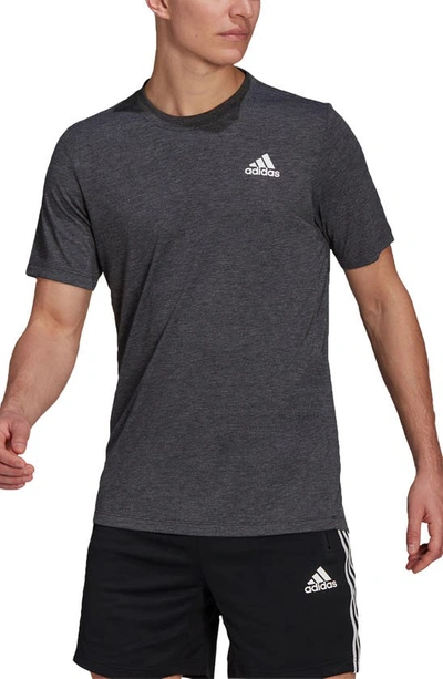 Shop Adidas Originals Logo T-shirt In Black Melange/ White