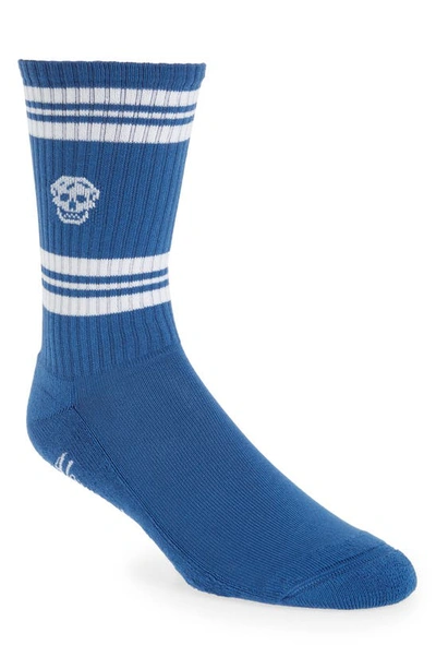 Shop Alexander Mcqueen Stripe Skull Socks In Bluette/ White