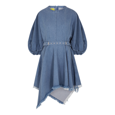 Shop Marques' Almeida Blue Belted Denim Mini Dress In Light Blue